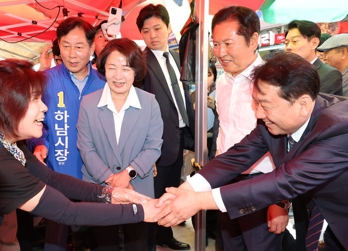 정청래·추미애·이광재, 하남 덕풍시장 총출동…“민생 현장에서 원팀 행보”