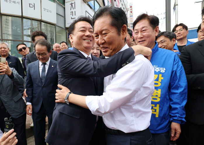 정청래·추미애·이광재, 하남 덕풍시장 총출동…“민생 현장에서 원팀 행보”